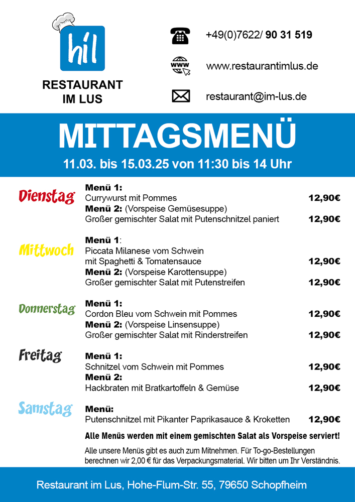 Mittagstisch Restaurant im Lus