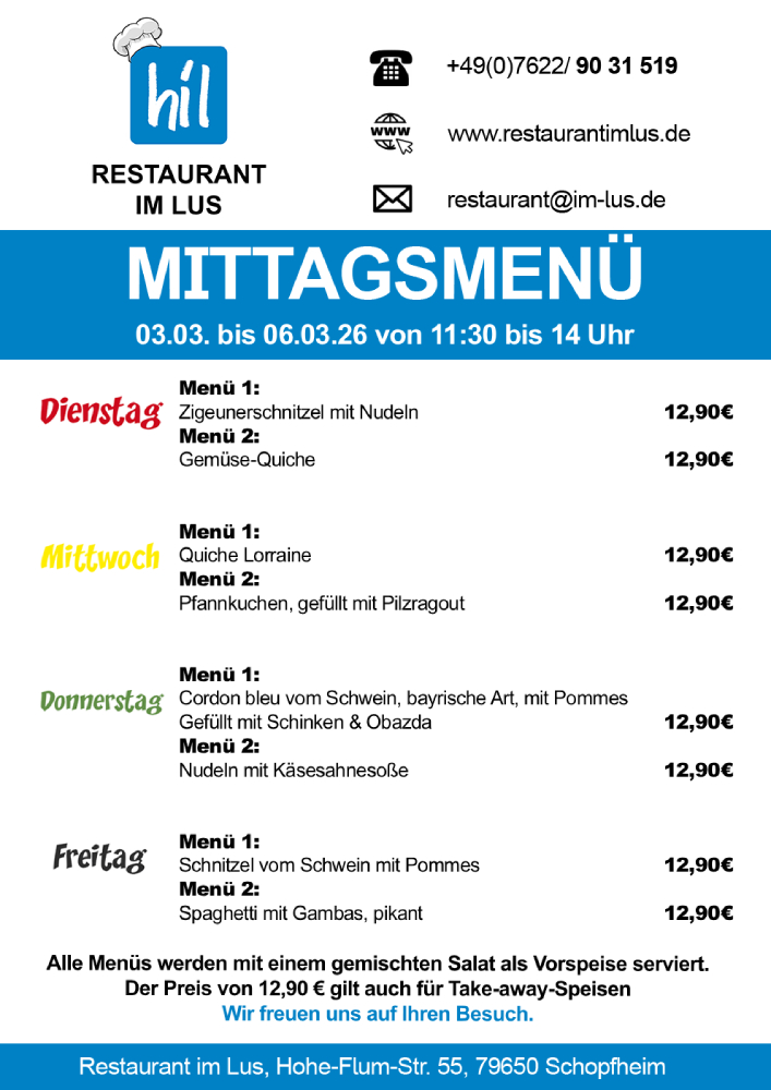 Mittagstisch Restaurant im Lus