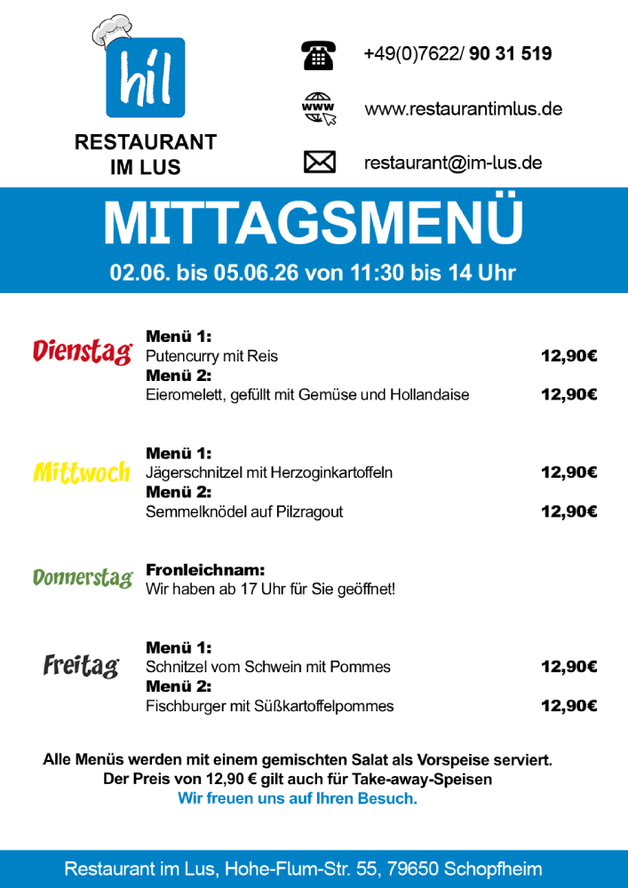 Mittagstisch Restaurant im Lus